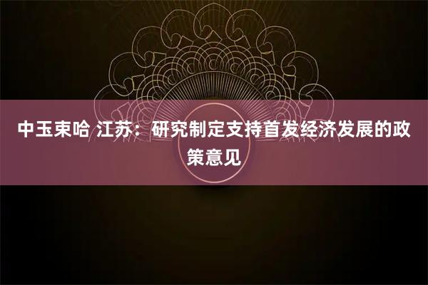 中玉束哈 江苏：研究制定支持首发经济发展的政策意见