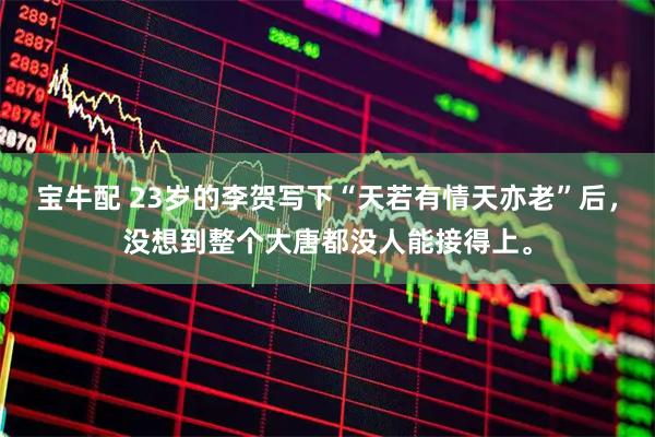 宝牛配 23岁的李贺写下“天若有情天亦老”后，没想到整个大唐都没人能接得上。